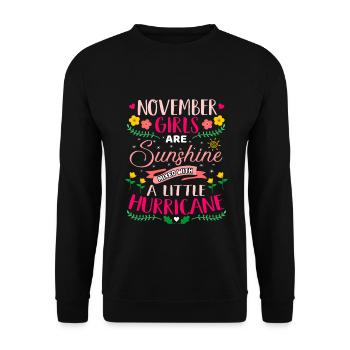 November Girls Sunshine Birthday Bday Geburtstag - Unisex Pullover - Schwarz - Vorne - Alina (178cm) & Michal (187cm)