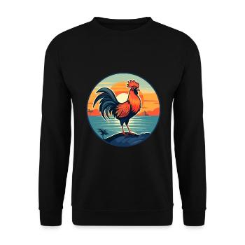 Hahn Buntes Aquarell Cartoon Kawaii Tier - Unisex Pullover - Schwarz - Vorne - Alina (178cm) & Michal (187cm)