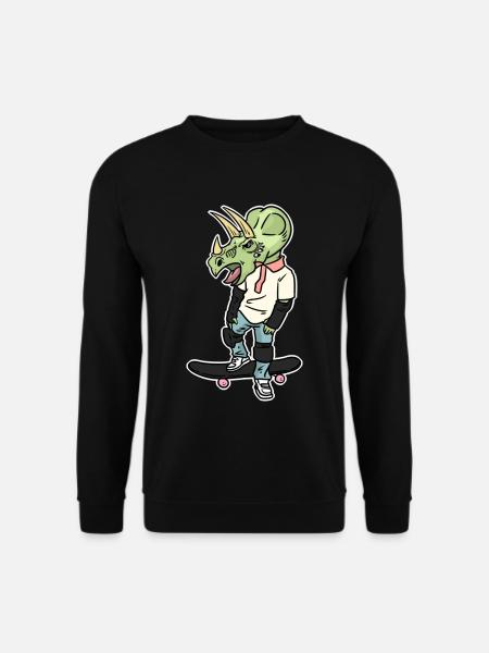 Wilder Triceratops Skateboarder - Unisex Pullover - Schwarz