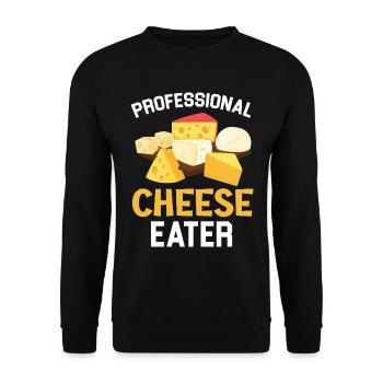 Professioneller Käse-Esser Cheesy Cheese Foodie - Unisex Pullover - Schwarz - Vorne - Alina (178cm) & Michal (187cm)