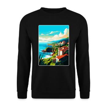 São Miguel Portugal Vintage Reiseplakat Souvenir - Unisex Pullover - Schwarz - Vorne - Alina (178cm) & Michal (187cm)