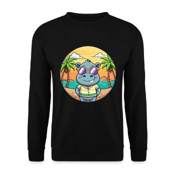 Hippo Lustige Cartoon Sommer Strand Sonnenbrille - Unisex Pullover - Schwarz - Vorne - Alina (178cm) & Michal (187cm)