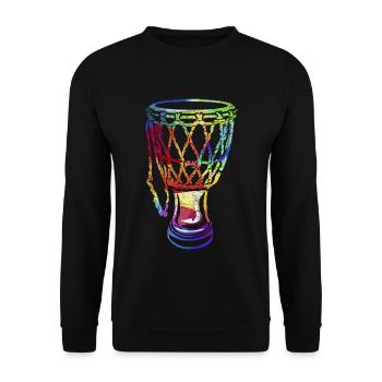 Pulsierende Djembe Trommelmusik - Unisex Pullover - Schwarz - Vorne - Alina (178cm) & Michal (187cm)