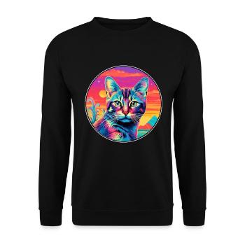 Pixie Bob Katzenrasse Aquarell Cartoon Kawaii Haustier - Unisex Pullover - Schwarz - Vorne - Alina (178cm) & Michal (187cm)
