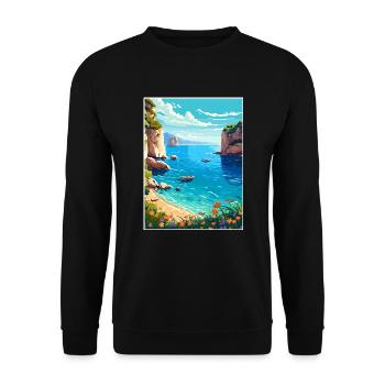 Zakynthos Griechenland Dekoration Griechisches Reiseposter - Unisex Pullover - Schwarz - Vorne - Alina (178cm) & Michal (187cm)