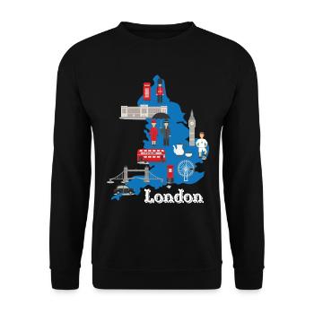 London Is Always A Good Idea UK GB - Unisex Pullover - Schwarz - Vorne - Alina (178cm) & Michal (187cm)