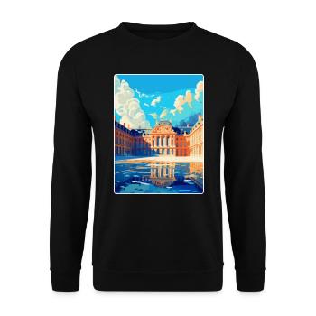 Versailles Frankreich Vintage Reiseplakat Souvenir - Unisex Pullover - Schwarz - Vorne - Alina (178cm) & Michal (187cm)