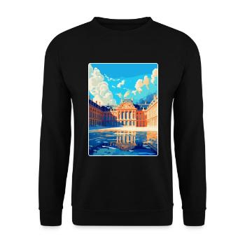 Versailles Frankreich Vintage Reiseplakat Souvenir - Unisex Pullover - Schwarz - Vorne - Alina (178cm) & Michal (187cm)