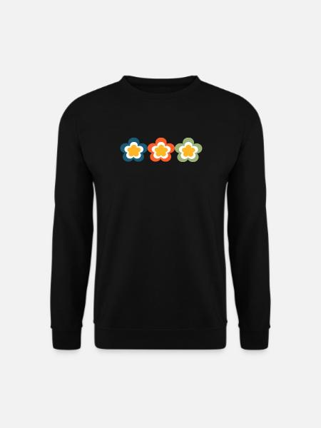 70er Jahre Blume Muster - Unisex Pullover - Schwarz
