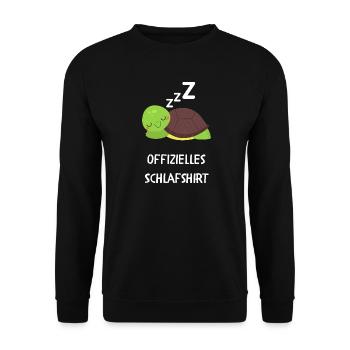 Offizielles Schlafshirt – Süße Schildkröte - Unisex Pullover - Schwarz - Vorne - Alina (178cm) & Michal (187cm)