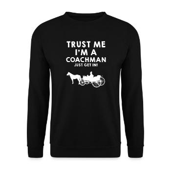 Kutscher Kutsche Pferd - Unisex Pullover - Schwarz - Vorne - Alina (178cm) & Michal (187cm)