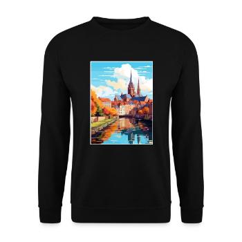 Amiens Frankreich Vintage Reiseposter WPA Souvenir - Unisex Pullover - Schwarz - Vorne - Alina (178cm) & Michal (187cm)