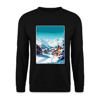 Val Thorens France Vintage Travel Poster Souvenir - Unisex Sweatshirt - black - Front - Alina (178cm) & Michal (187cm)