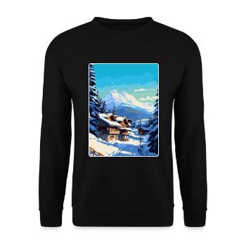 Megève France Affiche de voyage vintage WPA Souvenir - Sweat-shirt Unisexe - noir - Devant - Alina (178cm) & Michal (187cm)