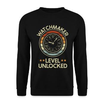 Uhrmacher Uhrenmacher Uhrmachermeister Geschenk - Unisex Pullover - Schwarz - Vorne - Alina (178cm) & Michal (187cm)