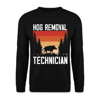 Techniker zur Entfernung von Schweinen Wildschwein - Unisex Pullover - Schwarz - Vorne - Alina (178cm) & Michal (187cm)