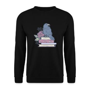 Mystischer Rabe - Unisex Pullover - Schwarz - Vorne - Alina (178cm) & Michal (187cm)