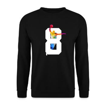 NUMMER 8 BASKETBALL 8. GEBURTSTAG - Unisex Pullover - Schwarz - Vorne - Alina (178cm) & Michal (187cm)