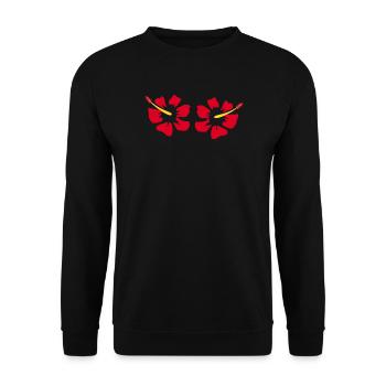 Blume rot rote Blumen rot rote Blumen Hibiskus - Unisex Pullover - Schwarz - Vorne - Alina (178cm) & Michal (187cm)