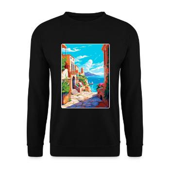 Rhodes Grèce Vintage Voyage Poster WPA Souvenir - Sweat-shirt Unisexe - noir - Devant - Alina (178cm) & Michal (187cm)