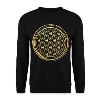 Blume des Lebens gold - Unisex Pullover - Schwarz - Vorne - Alina (178cm) & Michal (187cm)