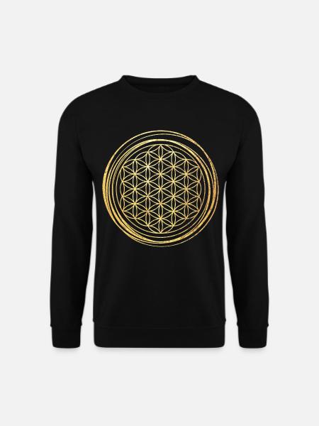 Blume des Lebens gold - Unisex Pullover - Schwarz