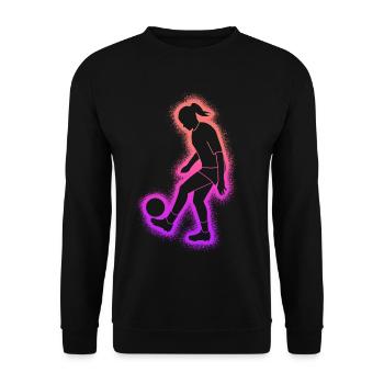 Fußball Fußballspielerin Damen Fußballerin - Unisex Pullover - Schwarz - Vorne - Alina (178cm) & Michal (187cm)