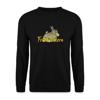 Frohe Ostern Osterhase - Unisex Pullover - Schwarz - Vorne - Alina (178cm) & Michal (187cm)