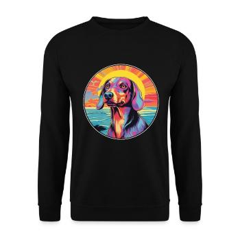 Lettische Jagdhundrasse Bunte Karikatur Watercolo - Unisex Pullover - Schwarz - Vorne - Alina (178cm) & Michal (187cm)
