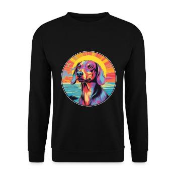 Lettische Jagdhundrasse Bunte Karikatur Watercolo - Unisex Pullover - Schwarz - Vorne - Alina (178cm) & Michal (187cm)