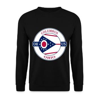 Columbus Ohio Flagge USA Reise Souvenir Abzeichen - Unisex Pullover - Schwarz - Vorne - Alina (178cm) & Michal (187cm)