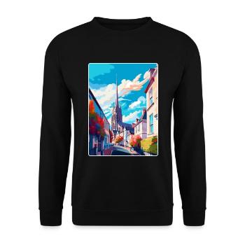 Truro England UK Vintage Reiseposter Wandkunst - Unisex Pullover - Schwarz - Vorne - Alina (178cm) & Michal (187cm)