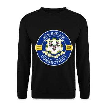 New Britain Connecticut Flagge USA Souvenir Abzeichen - Unisex Pullover - Schwarz - Vorne - Alina (178cm) & Michal (187cm)