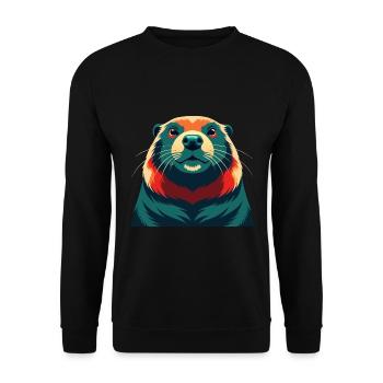 Biber Cartoon Figur Buntes Haustier Tier - Unisex Pullover - Schwarz - Vorne - Alina (178cm) & Michal (187cm)