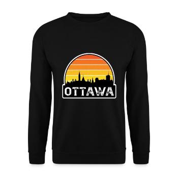 Ottawa Kanada Flagge Skyline Reisesouvenir - Unisex Pullover - Schwarz - Vorne - Alina (178cm) & Michal (187cm)