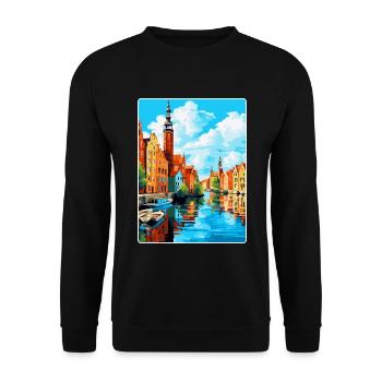 Danzig Polen Vintage Reiseposter WPA Souvenir - Unisex Pullover - Schwarz - Vorne - Alina (178cm) & Michal (187cm)