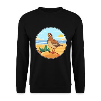 Rebhuhn Aquarell Karikatur Kawaii Clipart Tier - Unisex Pullover - Schwarz - Vorne - Alina (178cm) & Michal (187cm)