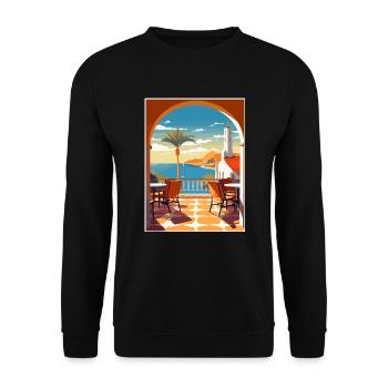 Costa del Sol Spanien Vintage Reiseposter Souvenir - Unisex Pullover - Schwarz - Vorne - Alina (178cm) & Michal (187cm)
