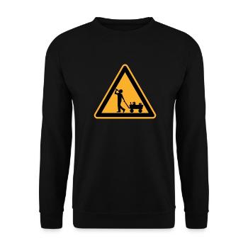 Father's Day warning sign - Unisex Sweatshirt - black - Front - Alina (178cm) & Michal (187cm)
