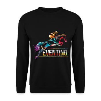Wendige Vielseitigkeitsreiterin Military - Unisex Pullover - Schwarz - Vorne - Alina (178cm) & Michal (187cm)