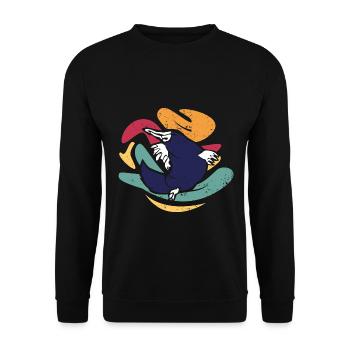 Platschendes Schnabeltier Flussufer - Unisex Pullover - Schwarz - Vorne - Alina (178cm) & Michal (187cm)