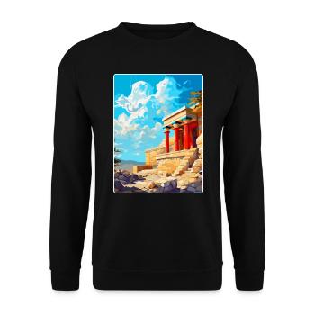 Knossos Palast Griechenland Vintage Reiseplakat WPA - Unisex Pullover - Schwarz - Vorne - Alina (178cm) & Michal (187cm)