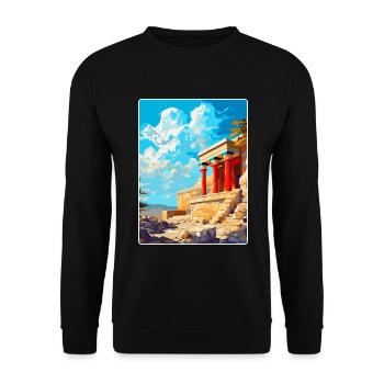 Knossos Palast Griechenland Vintage Reiseplakat WPA - Unisex Pullover - Schwarz - Vorne - Alina (178cm) & Michal (187cm)