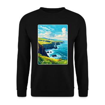 Dingle Halbinsel Irland Vereinigtes Königreich Vintage Reiseposter - Unisex Pullover - Schwarz - Vorne - Alina (178cm) & Michal (187cm)