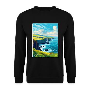 Dingle Halbinsel Irland Vereinigtes Königreich Vintage Reiseposter - Unisex Pullover - Schwarz - Vorne - Alina (178cm) & Michal (187cm)