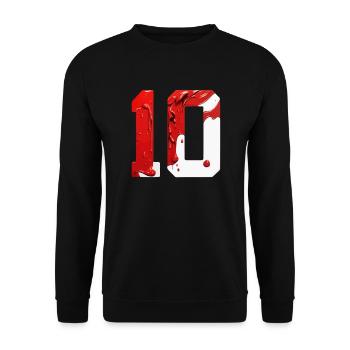 NR. 10 NUMMER 10 ROT WEIß 10. GEBURTSTAG - Unisex Pullover - Schwarz - Vorne - Alina (178cm) & Michal (187cm)