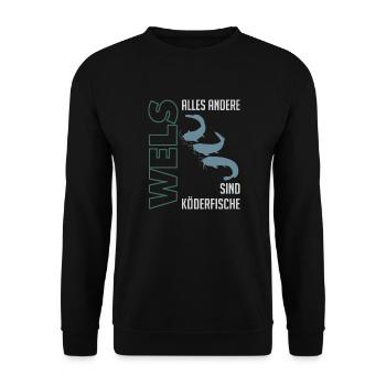 Wels angeln Waller fischen Sportfischen auf Wels - Unisex Pullover - Schwarz - Vorne - Alina (178cm) & Michal (187cm)