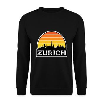 Zürich Schweiz Flagge Skyline Reisesouvenir - Unisex Pullover - Schwarz - Vorne - Alina (178cm) & Michal (187cm)