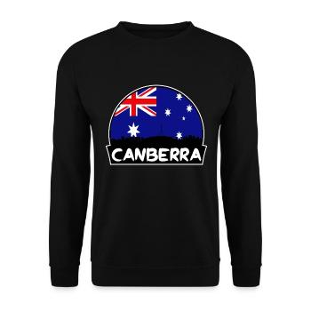 Canberra Australien Flagge Skyline Silhouette Reisen - Unisex Pullover - Schwarz - Vorne - Alina (178cm) & Michal (187cm)