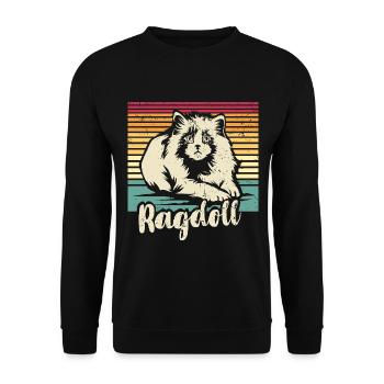 Verschmuste Ragdoll Kuschelkatze - Unisex Pullover - Schwarz - Vorne - Alina (178cm) & Michal (187cm)